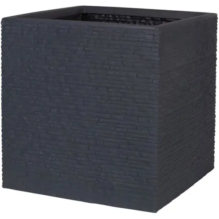 Strata POT DE FLEURS STRATA L Carré Graphite - Cache-pot d'intérieur en ardoise, design structuré moderne, 38 cm x 39 cm Strata POT DE FLEURS STRATA L Carré Graphite - Cache-pot d'intérieur en ardoise, design structuré moderne, 38 cm x 39 cm