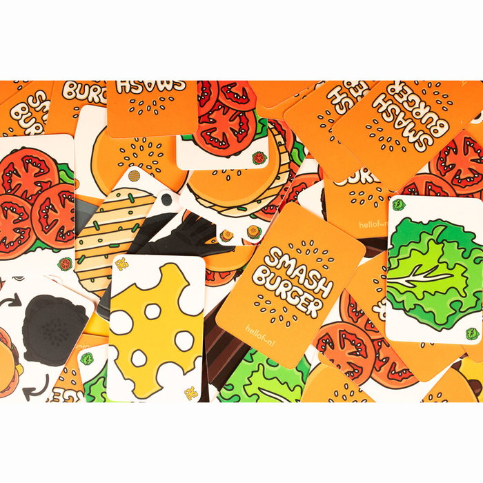 HELLOFUN! Jeu de cartes Smash Burger en espagnol - Jeu de société familial pour 2 à 6 joueurs à partir de 8 ans, durée 20 minutes