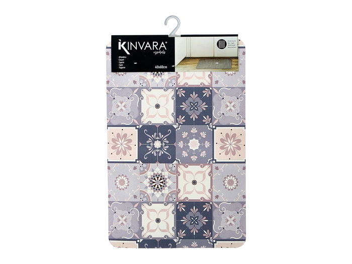 Kinvara Tapis de Cuisine Effet Carrelage 40 x 60 cm Polyester et TPE (Set de 24)