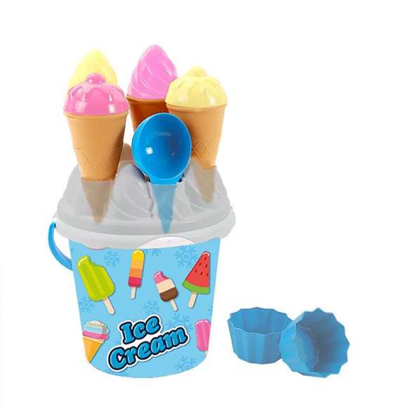 AVC - Cubo Playa 18.5x15.5 cm - Seau de plage pour sable avec accessoires pour glaces, cornets, gâteaux et pelle