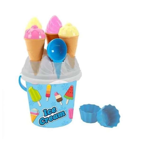 AVC - Cubo Playa 18.5x15.5 cm - Seau de plage pour sable avec accessoires pour glaces, cornets, gâteaux et pelle