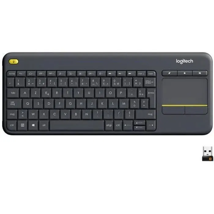 Logitech K400 Plus - Clavier sans fil TV AZERTY avec pavé tactile noir Logitech K400 Plus - Clavier sans fil TV AZERTY avec pavé tactile noir