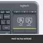 Logitech K400 Plus - Clavier sans fil TV AZERTY avec pavé tactile noir