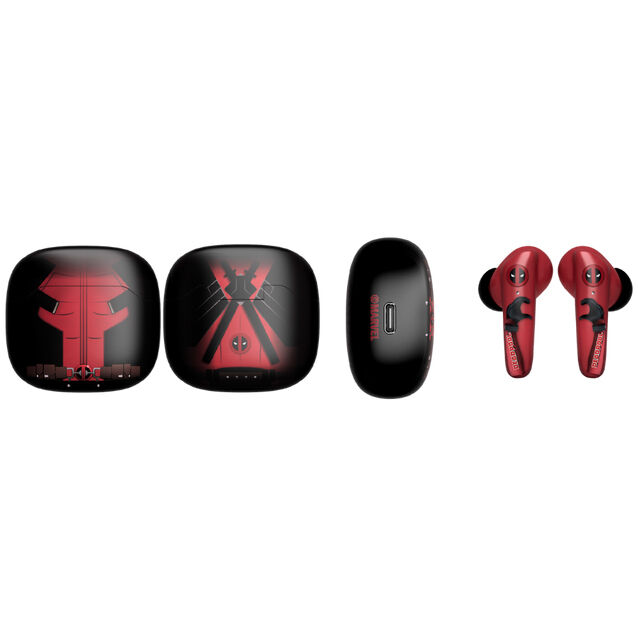 EXQUISITE GAMING Auriculares inalambricos Deadpool Marvel - Mini Cable Guy, Bluetooth 5.3, annulation du bruit, batterie 4h, boitier de charge 400mAh EXQUISITE GAMING Auriculares inalambricos Deadpool Marvel - Mini Cable Guy, Bluetooth 5.3, annulation du bruit, batterie 4h, boitier de charge 400mAh