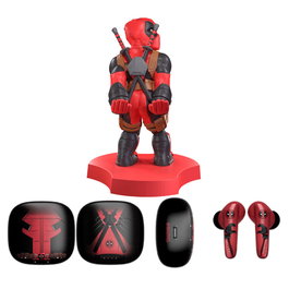 EXQUISITE GAMING Auriculares inalambricos Deadpool Marvel - Mini Cable Guy, Bluetooth 5.3, annulation du bruit, batterie 4h, boitier de charge 400mAh