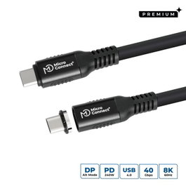 MicroConnect Câble USB-C vers USB-C Premium 2m Magnétique Silicone 240W 20Gbps USB4 Noir