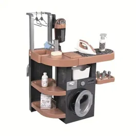 Smoby - Buanderie Wash & Clean Rowenta, Jouet Imitation Ménage Lave-Linge avec Aspirateur X Force Flex et Accessoires, 3 ans et plus