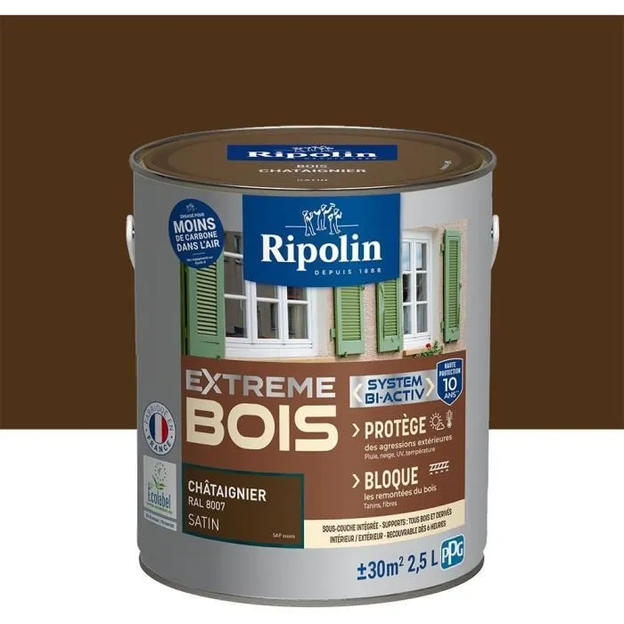 Ripolin Peinture Extreme bois - Châtaignier satin - 2,5 L