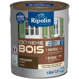 Ripolin Peinture Extreme Bois Châtaignier Satin - 2,5 L - Peinture très couvrante et durable pour bois