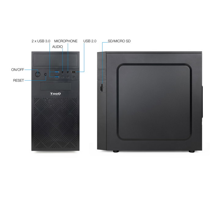 Tooq TQC-4701U3C-B Boîtier PC Micro-ATX Noir, USB 3.0, Lecteur de Cartes Tooq TQC-4701U3C-B Boîtier PC Micro-ATX Noir, USB 3.0, Lecteur de Cartes