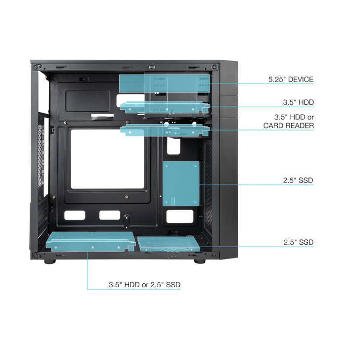 Tooq TQC-4701U3C-B Boîtier PC Micro-ATX Noir, USB 3.0, Lecteur de Cartes Tooq TQC-4701U3C-B Boîtier PC Micro-ATX Noir, USB 3.0, Lecteur de Cartes