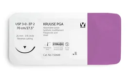 KRUUSE Suture PGA 3/0 70cm Aiguille 26mm 3/8 Triangulaire Violette