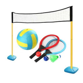 Ociotrends - Set de jeu outdoor 3 en 1 avec filet, palettes et balles - Filet de badminton 180 cm x 134 cm, recommandé à partir de 3 ans