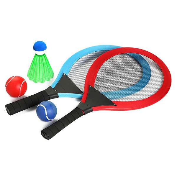 Ociotrends - Set de jeu outdoor 3 en 1 avec filet, palettes et balles - Filet de badminton 180 cm x 134 cm, recommandé à partir de 3 ans