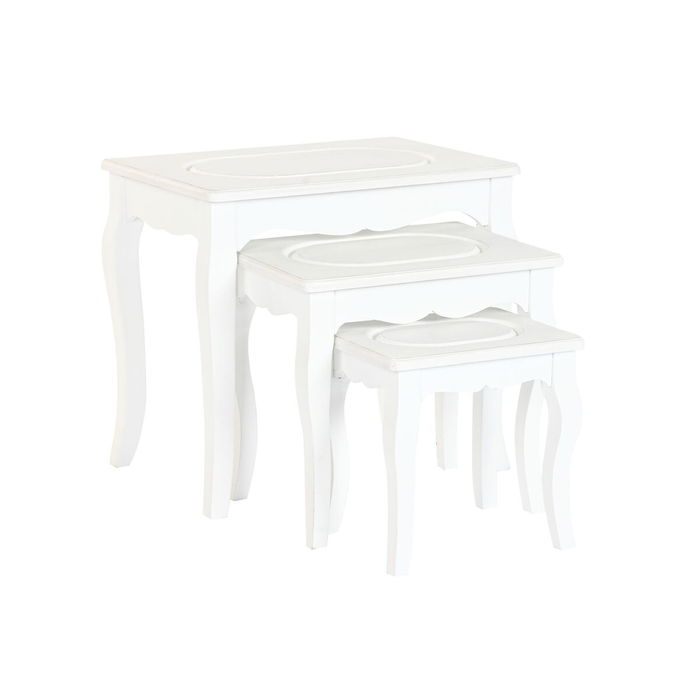 Table d'appoint Home ESPRIT Blanc Gris clair 53 x 35 x 47 cm
