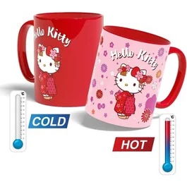 Konix Mug thermoréactif Hello Kitty 320 ml Motif kimono Rouge