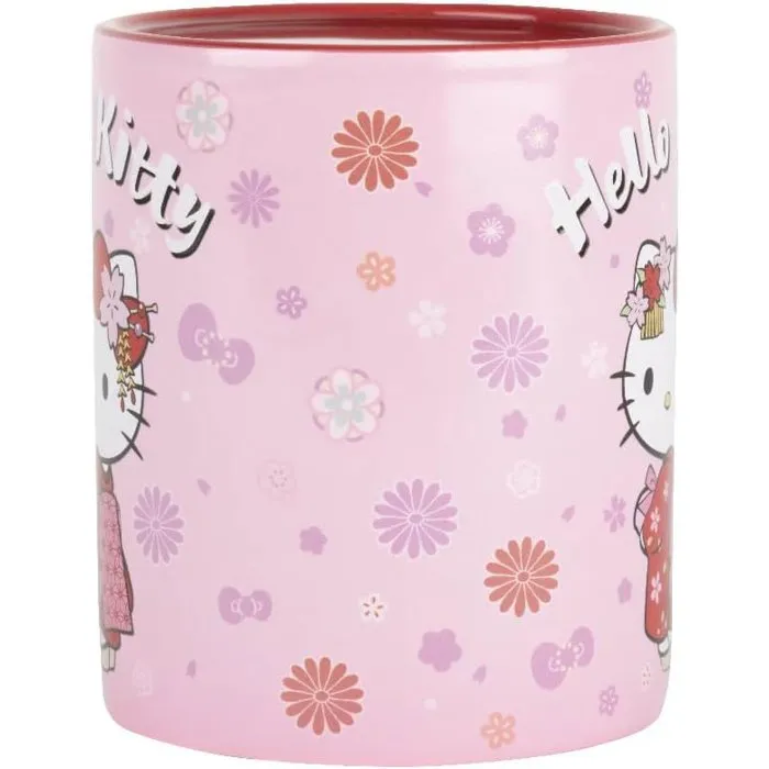 Konix Mug thermoréactif Hello Kitty 320 ml Motif kimono Rouge