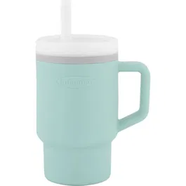 Infantino Ma Première Tasse en Silicone pour Bébé, 255 ml, Anti-Fuite avec Poignée et Paille Sécurisée - Moody Blue