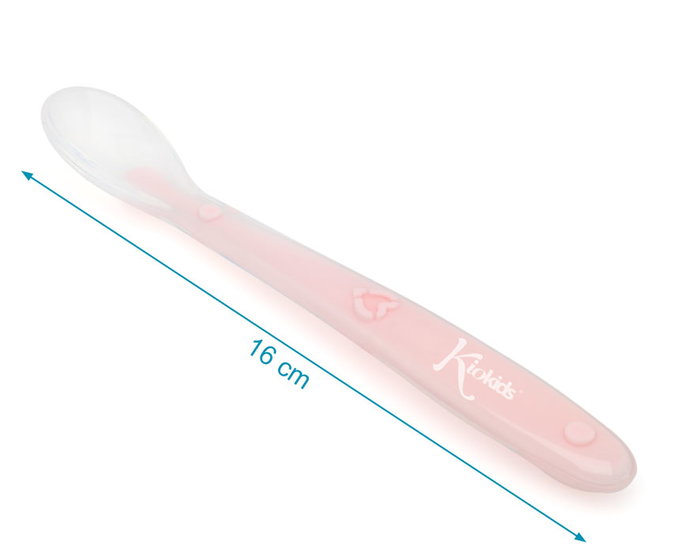KioKids - Cuillère d'apprentissage en silicone pour bébé - Étape 1 - Rose clair - À partir de 6 mois