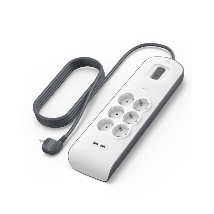 Belkin BSV604VF2M-V2 Multiprise 6 Prises + 2 USB-A, Câble 2m