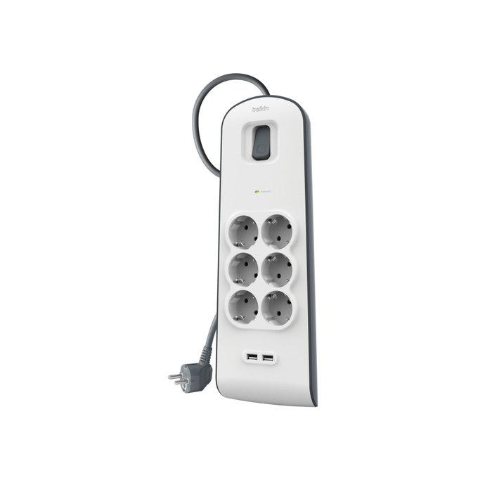 Belkin BSV604VF2M-V2 Multiprise 6 Prises + 2 USB-A, Câble 2m