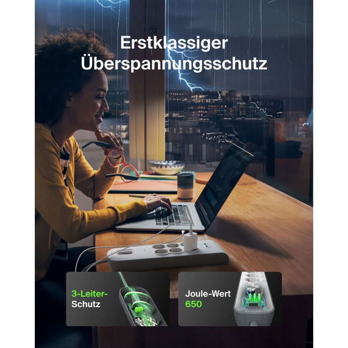 Belkin BSV604VF2M-V2 Multiprise 6 Prises + 2 USB-A, Câble 2m