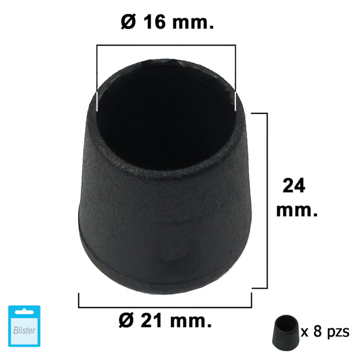 MAURER Embouts coniques noirs 16mm, blister de 8 pièces MAURER Embouts coniques noirs 16mm, blister de 8 pièces