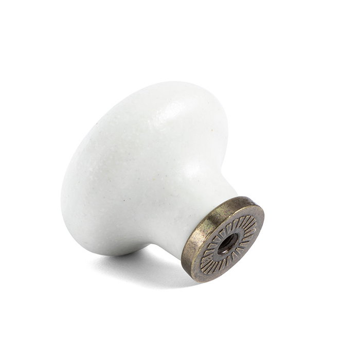 GIUSTI Pomo Porcelana Trilla Ø35 H28, Bouton de Porte en Grès et Bronze avec Finition Bronze, Diamètre 35 mm, Hauteur 28 mm