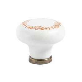 GIUSTI Pomo de porcelaine TRILLA, Bronze/Blanc ø35mm