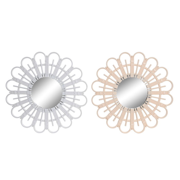 DKD Home Decor Miroir mural Scandi Blanc et Naturel (Lot de 2) DKD Home Decor Miroir mural Scandi Blanc et Naturel (Lot de 2)