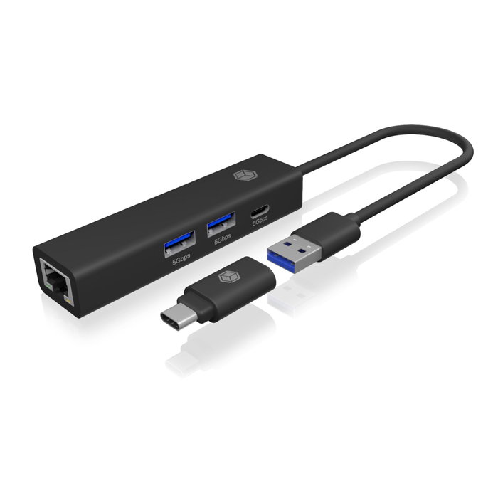 Icy ICY BOX IB-HUB1439 LAN/USB Hub avec ports USB 3.2 et Ethernet