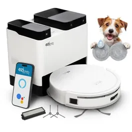 Eziclean All In One Z12 Ultra - Robot aspirateur et laveur connecté, base de vidage automatique, navigation LiDAR, 270 min d'autonomie, 14,4 V, réservoir 1,8 L, Blanc