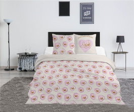 DISNEY - Couette Housse de Couette 240x220 cm avec Taie d'Oreiller 65x65 cm, motif Stitch et Angel, 50% Coton 50% Polyester pour Lit 135 cm