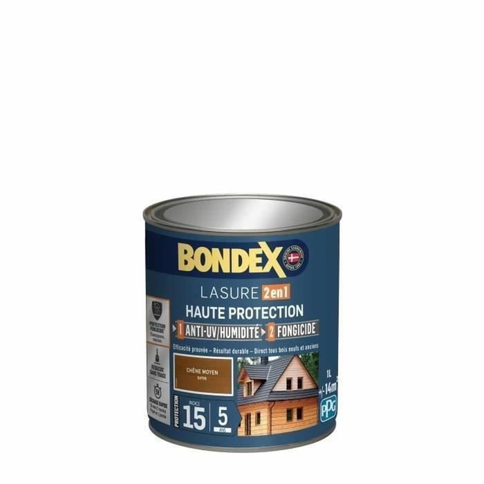 Bondex Lasure 2 en 1 Satin Haute Protection 5 ans - Chêne moyen