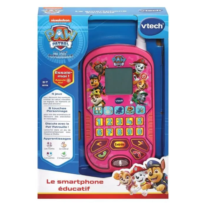 VTech - Smartphone Éducatif Pat' Patrouille - 6 Activités - Appels et Messages Vocaux - Version Française - Pour Enfants de 3 Ans et Plus