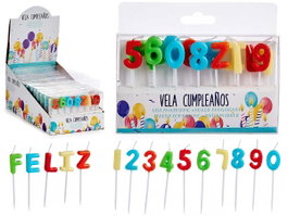 Arte Regal Set de Bougies Feliz Multicolore en Cire 8.5x2.5x14.5 cm (Set de 36)