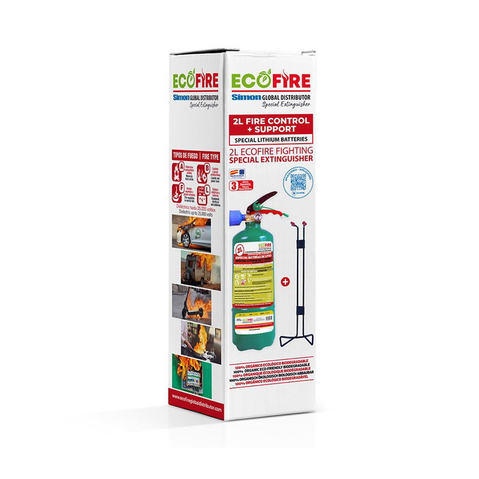 Simon Rack Extincteur spécial pour batteries de litio 2 l, vert + support Simon Rack Extincteur spécial pour batteries de litio 2 l, vert + support