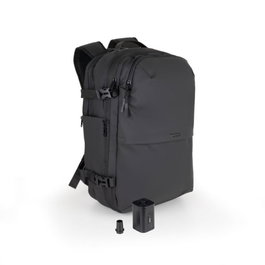 TooQ TQBP-V101-BK Sac à Dos de Voyage 30-55 L avec Compression Vide, Compartiment PC 17", Noir