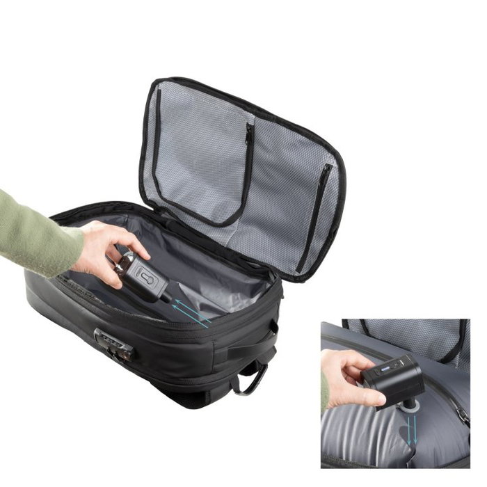TooQ TQBP-V101-BK Sac à Dos de Voyage 30-55 L avec Compression Vide, Compartiment PC 17", Noir