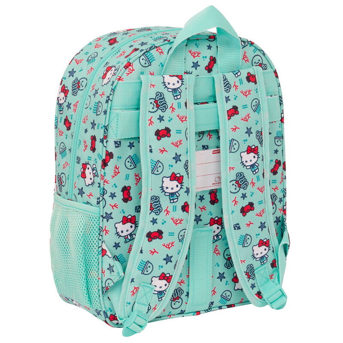 SAFTA Mochila Sea Lovers Hello Kitty 26x11x34 cm - Adaptable pour chariot, port-bouteille, bretelles ergonomiques et poche frontale grande capacité