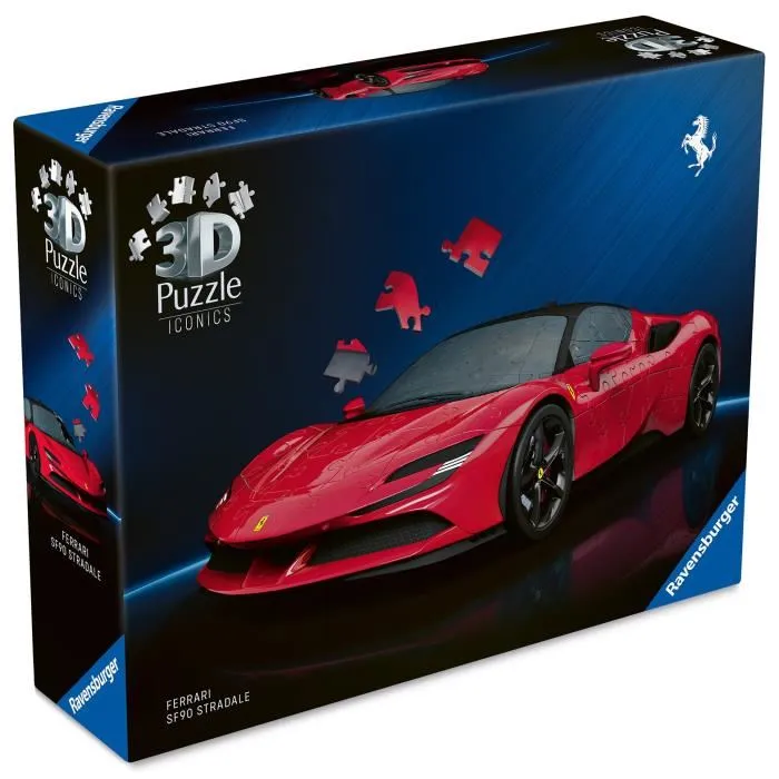Ravensburger - Puzzle 3D Iconics Ferrari SF90 Stradale - 108 pièces en plastique à assembler sans colle - Construction stable