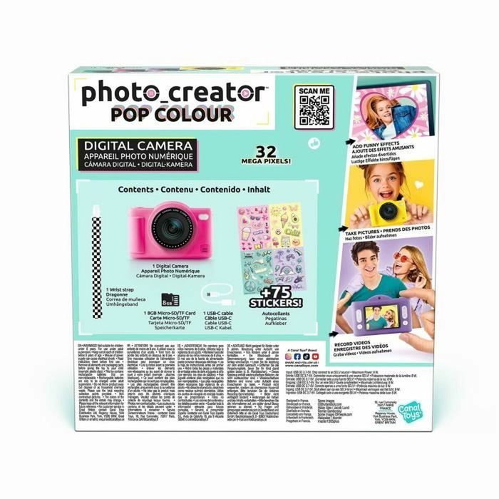 Canal Toys Appareil Photo Numérique Pop Couleur Rose avec carte SD 8Go