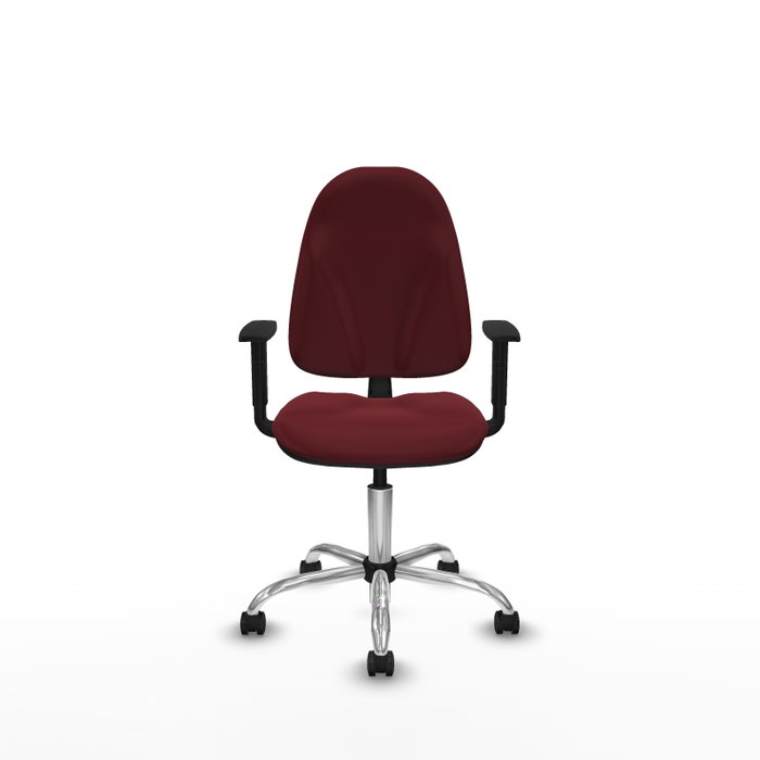 PIQUERAS Y CRESPO Chaise de bureau Algarra, Similicuir Grenat, Accoudoirs 1D, Piétement Chromé