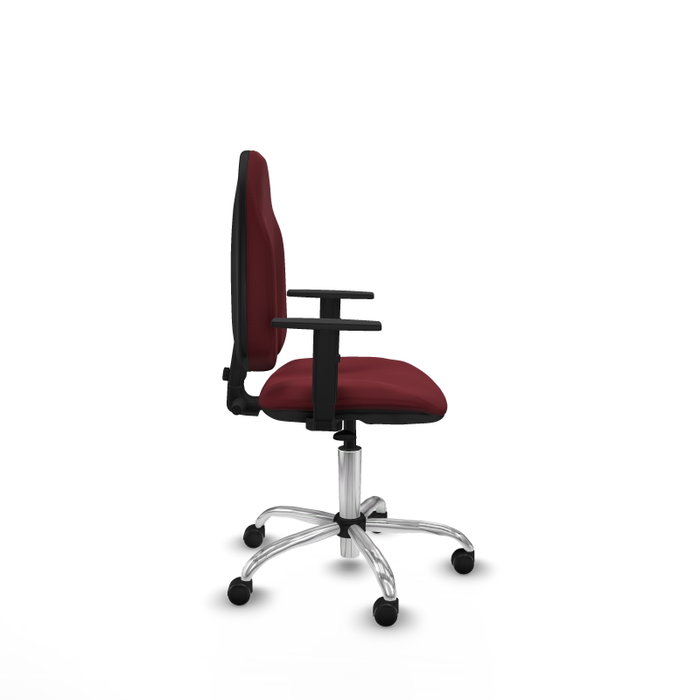 PIQUERAS Y CRESPO Chaise de bureau Algarra, Similicuir Grenat, Accoudoirs 1D, Piétement Chromé