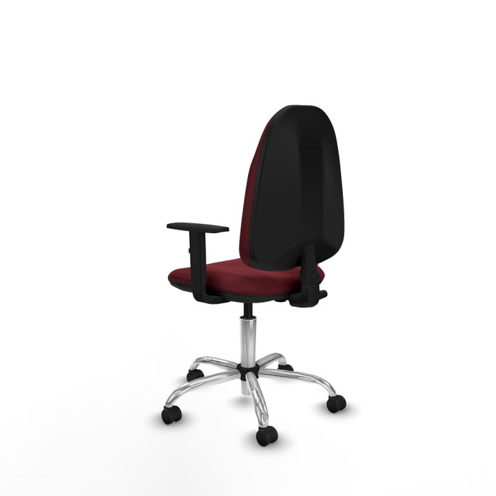 PIQUERAS Y CRESPO Chaise de bureau Algarra, Similicuir Grenat, Accoudoirs 1D, Piétement Chromé