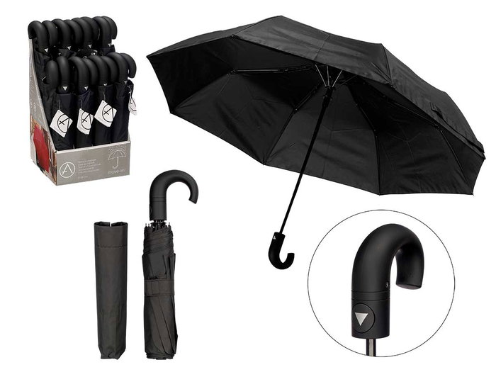 ARTE REGAL Parapluas Plegable Curvo Automatico Negro ARTE REGAL Parapluas Plegable Curvo Automatico Negro