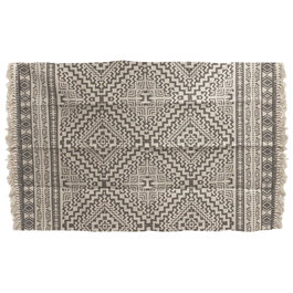 Home Deco Factory Tapis Ethnique Blanc et Noir 140x200 cm