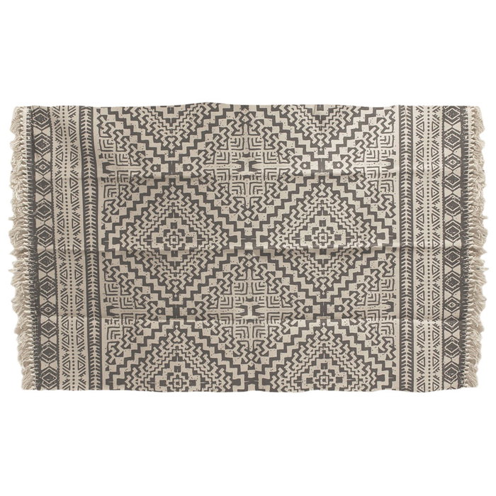 Home Deco Factory Tapis Ethnique Blanc et Noir 140x200 cm Home Deco Factory Tapis Ethnique Blanc et Noir 140x200 cm