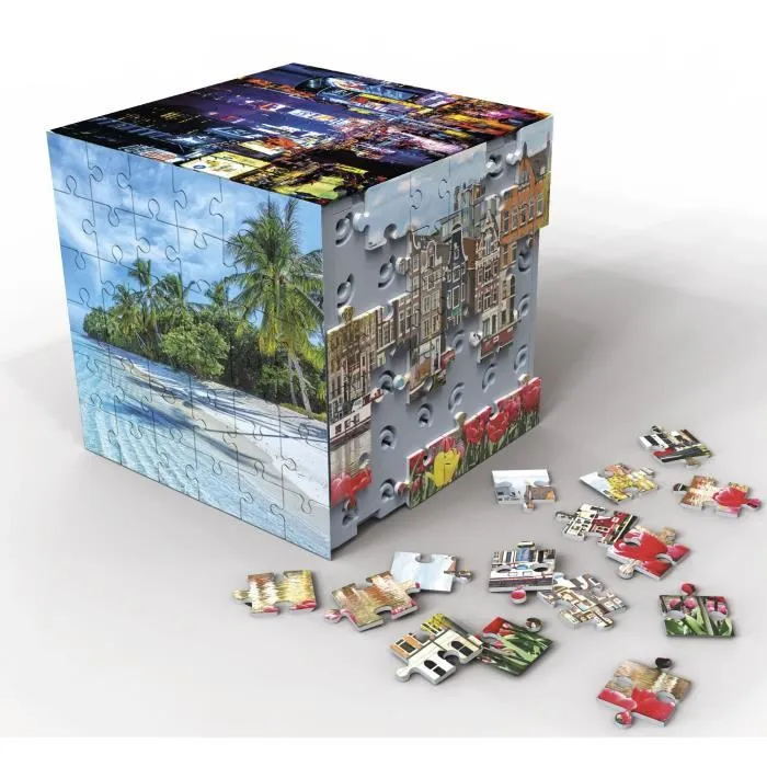 EDUCA Cube Voyage - Puzzle 3D avec 216 pièces - 6 puzzles de 36 pièces - Défi ludique pour enfants de 8 ans et plus - Réf. 20124