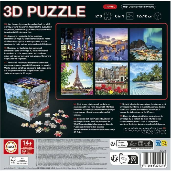 Educa Puzzle 3D Cube Voyage - 216 Pièces